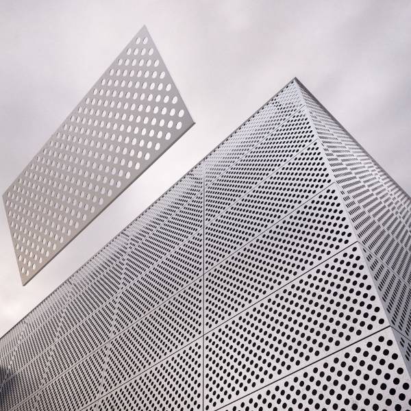 Architectural perforated metal panel and facade application